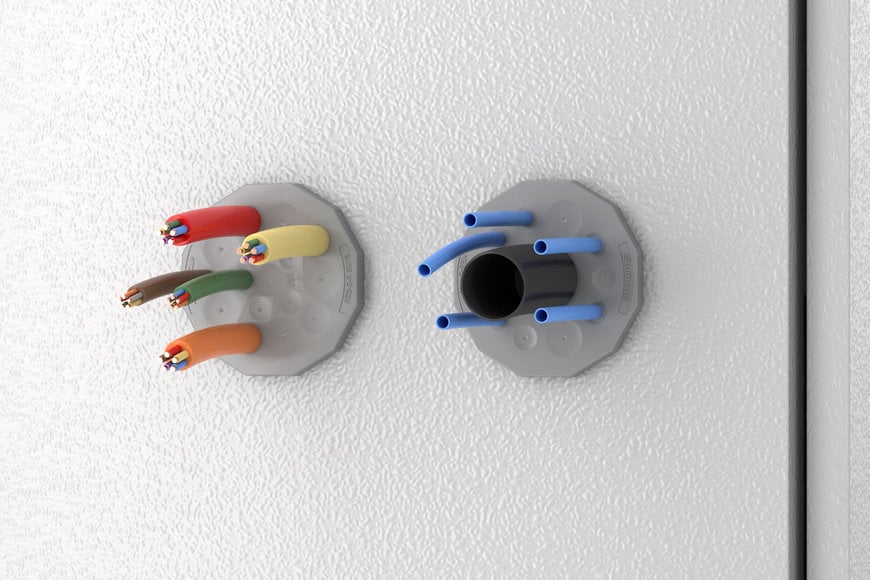 Round cable entries for diameter combinations up to 22.5 mm